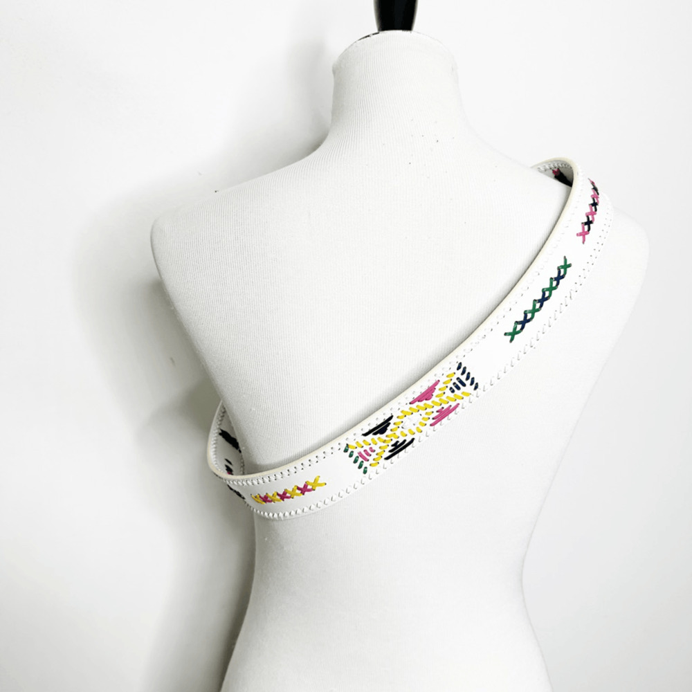 Vintage leather WESTERN laced BELT WHITE southwest womens LARGE l - Picture 3 of 5